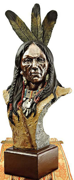 Noble Chief Sculptural Bust Native American Portrait Artwork Replica